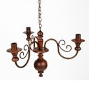 Ver imagem 1 de Lustre Pendente 3 Lâmpadas em Ferro e Madeira Torneada Rústico para Quarto e Sala de Jantar Natural