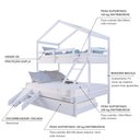 Ver imagem 4 de Treliche Casal/ Solteiro Casinha com Kit Escada/Escorregador Madeira Maciça Branco Megamobilia