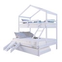 Ver imagem 1 de Treliche Casal/ Solteiro Casinha com Kit Escada/Escorregador Madeira Maciça Branco Megamobilia