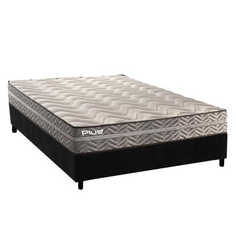 Cama Box Casal: Colchão Espuma D45 Paropas Pasquale Plus Gray + Base Crc Suede Black (138x188)