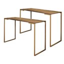 Ver imagem 1 de Kit 2 Escrivaninha Dourado Tampo Mdf Nogal