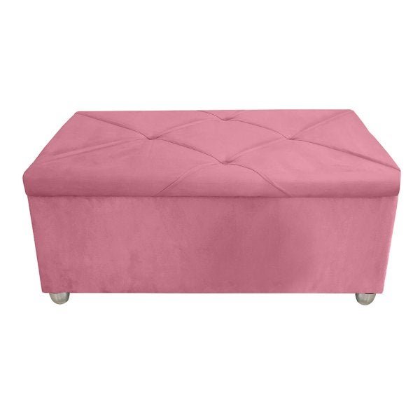 Kit Painel Letícia com calçadeira baú Vitória Solteiro 90cm Suede Rose - 5