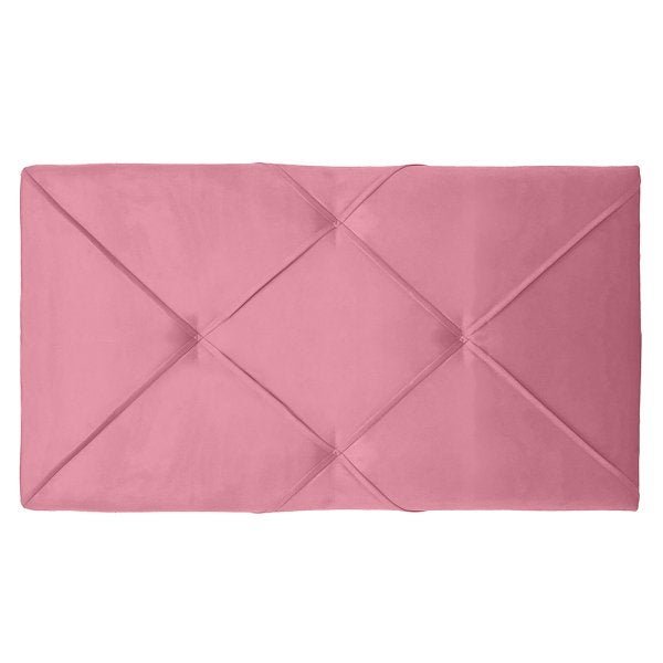 Kit Painel Letícia com calçadeira baú Vitória Solteiro 90cm Suede Rose - 3