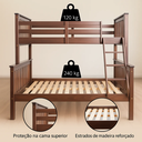 Ver imagem 3 de Beliche Casal/solteiro de Madeira Pinus e Grade de Proteção Alta Qualidade