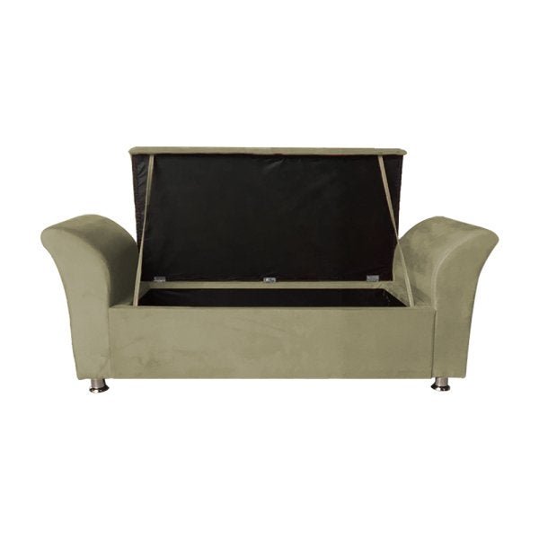 Recamier Calçadeira Baú Veneza Queen 160cm Suede Bege - 3