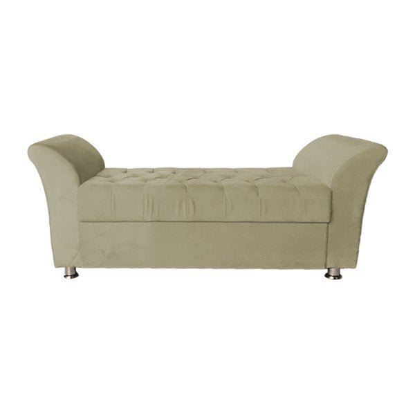 Recamier Calçadeira Baú Veneza Queen 160cm Suede Bege - 1