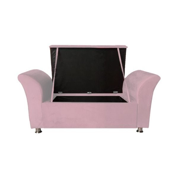 Recamier Calçadeira Baú Veneza Casal 140cm Suede Rose - 3