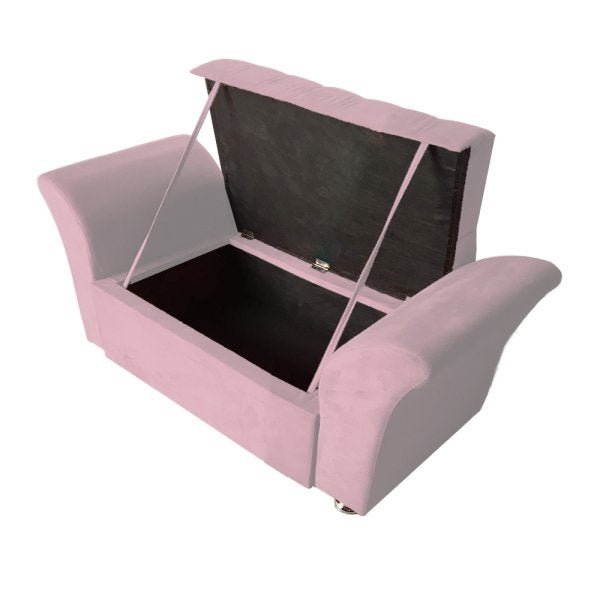 Recamier Calçadeira Baú Veneza Casal 140cm Suede Rose - 4