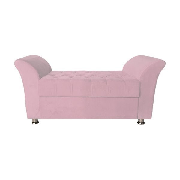 Recamier Calçadeira Baú Veneza Casal 140cm Suede Rose - 1