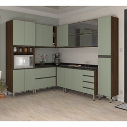 Armário de Cozinha Completa de Canto com 8 Peças e Tampo Jade Luciane Móveis - 1