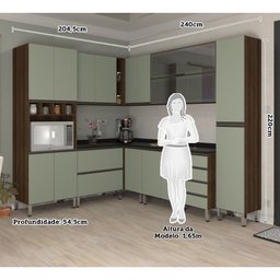 Armário de Cozinha Completa de Canto com 8 Peças e Tampo Jade Luciane Móveis - 2