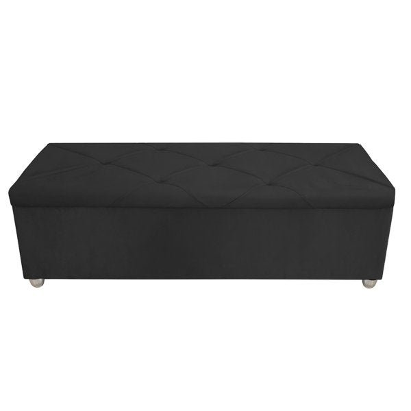 Calçadeira Baú Vitória Casal 140cm Suede Preto - 1