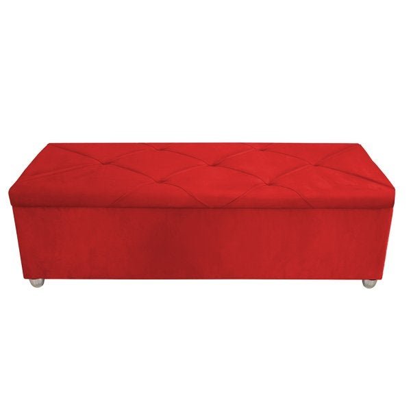 Calçadeira Baú Vitória Casal 140cm Suede Vermelho - 1