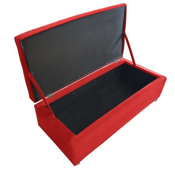 Calçadeira Baú Vitória Casal 140cm Suede Vermelho - 3