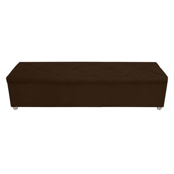 Calçadeira Baú Vitória Queen 160cm Suede Marrom - 1