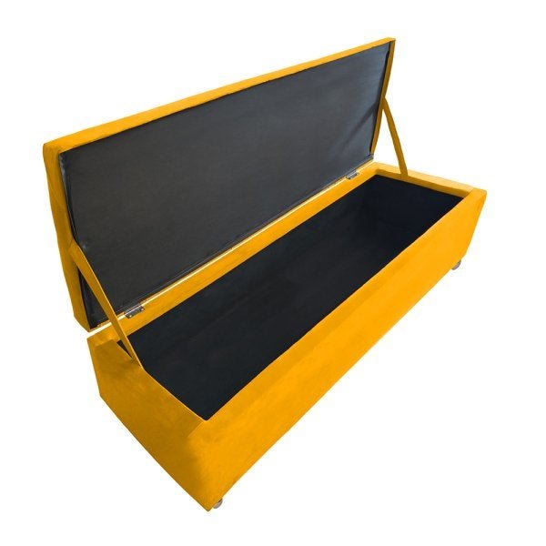 Calçadeira Baú Vitória King 195cm Suede Amarelo - 2