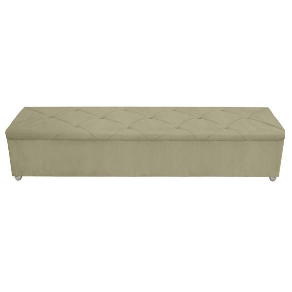 Calçadeira Baú Vitória King 195cm Suede Bege - 1