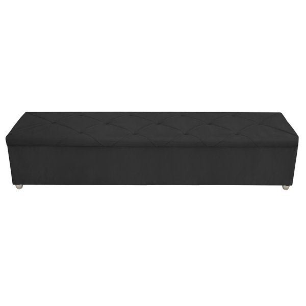 Calçadeira Baú Vitória King 195cm Suede Preto - 1