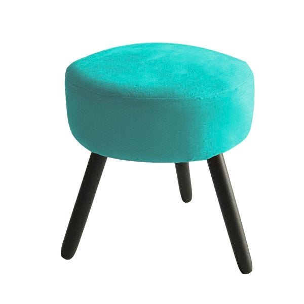 Poltrona Decorativa Cecília com Puff Munique Suede Azul Tiffany Pés Tabaco - 5