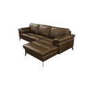Ver imagem 2 de Sofá de Couro Asti 3 Lugares com Chaise Direita - Marrom Bicolor