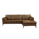 Ver imagem 3 de Sofá de Couro Asti 3 Lugares com Chaise Direita - Marrom Bicolor
