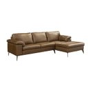 Ver imagem 1 de Sofá de Couro Asti 3 Lugares com Chaise Direita - Marrom Bicolor