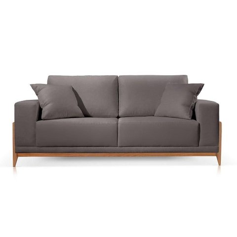 Sofá Paris 3 Lugares Veludo Cinza Escuro 2,10m Confortável Sala