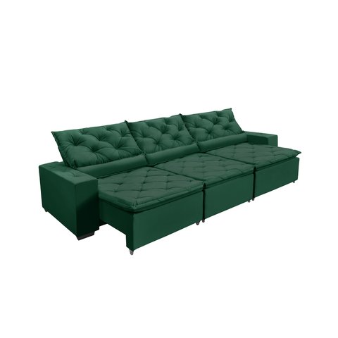 Sofá Monaco Retratil e Reclinavel 3,52 Mts Suede Verde Sd Estofados
