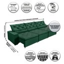 Ver imagem 3 de Sofá Monaco Retratil e Reclinavel 3,52 Mts Suede Verde Sd Estofados