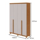 Ver imagem 2 de Guarda-Roupas 4 Portas 2 Gavetas 100% MDF Alonzo sem Espelho e com Pés - Lp - Rei de Casa Amendoa Cl