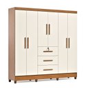 Ver imagem 2 de Guarda Roupa 6 Portas com 3 Gavetas e Chave Linha Mumbai Branco