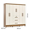 Ver imagem 3 de Guarda Roupa 6 Portas com 3 Gavetas e Chave Linha Mumbai Branco