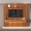 Ver imagem 1 de Painel Rack para TV até 75 Polegadas 3 Gavetas 234CMX250CM Ripado com LED 100% MDF Apolo