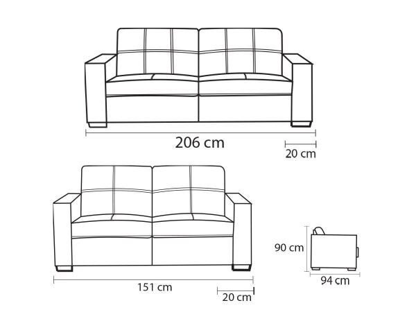 Conjunto Sofá de Couro Zafira 3 e 2 Lugares - Preto com Brilho - 7