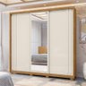 Guarda Roupa 3 Portas Deslizantes com Espelho San Marino Freijó Off White 985032 Moval - 2