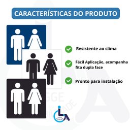 Placa Banheiro Masculino e Feminino 15x15 Acrílico - 3