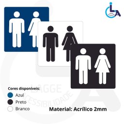 Placa Banheiro Masculino e Feminino 15x15 Acrílico - 4