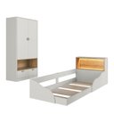 Ver imagem 2 de Quarto Infantil com Cama Solteiro Montessoriana com Iluminação LED e Guarda-Roupas Lille Bege/Arenas