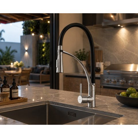 Torneira Gourmet Luxo Florença Monocomando Flexível Goldenx