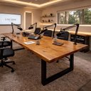 Ver imagem 1 de Mesa Reunião 6 Lugares Podcast 2,30MX1,15m em Madeira Maciça Natural com Pés em Metal