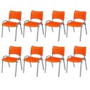 Ver imagem 2 de Cadeira Iso Base Cinza Escola, Escritório Laranja Kit 8 Un