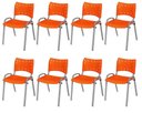 Ver imagem 2 de Cadeira Iso Base Cinza Escola, Escritório Laranja Kit 8 Un