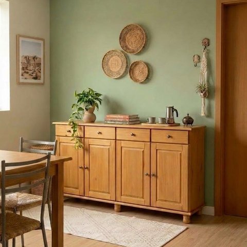 Buffet Aparador 4 Portas e 4 Gavetas 100% Madeira Maciça 168,9x85,5x43cm Rústico