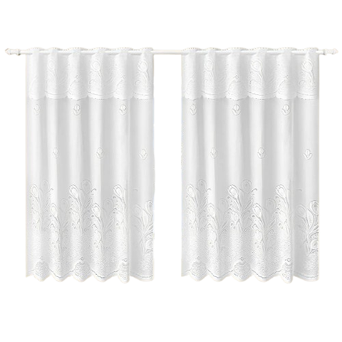 Cortina Renda Cozinha Tulipa Branca 2,00larg X 1,30alt