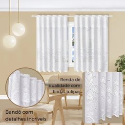 Cortina Renda Cozinha Tulipa Branca 2,00larg X 1,30alt - 3