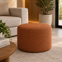Ver imagem 1 de Puff Decorativo Redondo Orgânico 52x37 cm Linho Bouclé Terracota
