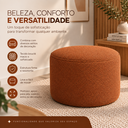 Ver imagem 5 de Puff Decorativo Redondo Orgânico 52x37 cm Linho Bouclé Terracota
