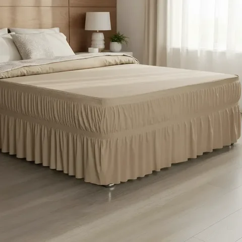 Saia para Cama Box Casal Queen: Caqui