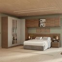 Ver imagem 1 de Quarto Completo Casal 580 cm Guarda-Roupa de Canto com Espelhos Rustic/Crema Neo Madesa 02