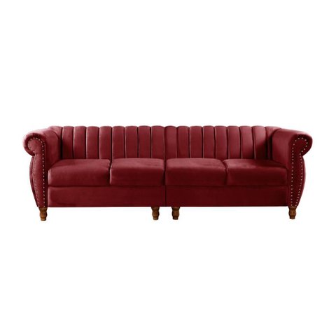 Sofá Realeza 4 Lugares Cor:suede Bordô 110